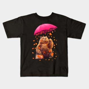 Bear with umbrella Kids T-Shirt